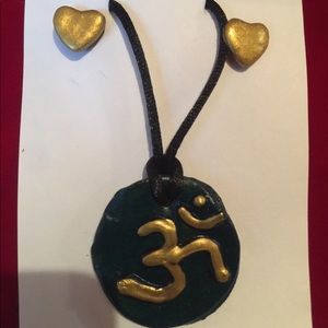 Om pendant and earrings